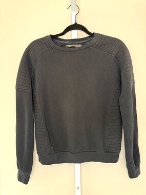 AllSaints Black Ribbed Panel Crewneck Sweatshirt Size US 4 UK 8